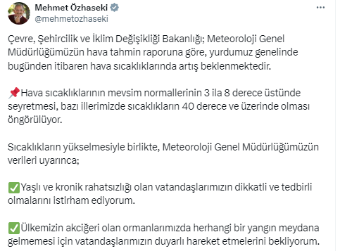 Bakan Özhaseki vatandaşları aşırı sıcaklara karşı uyardı - Resim : 2