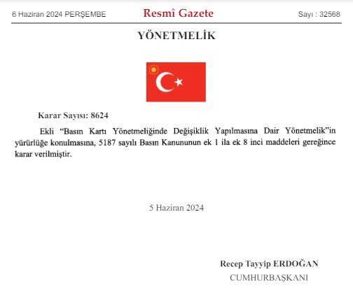 Basın Kartı yönetmelik değişikliği Resmi Gazete'de