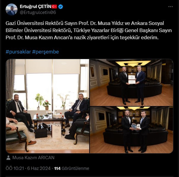 Ankara’daki üniversite rektörlerinden Pursaklar Belediye Başkanı Çetin’e ziyaret