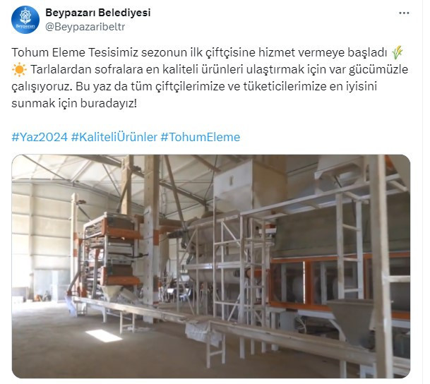 Beypazarı Belediyesi Tohum Eleme Tesisi sezonun ilk çiftçisine hizmet vermeye başladı