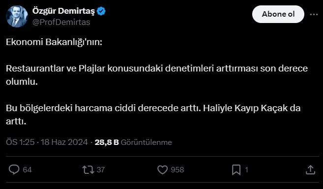 Özgür Demirtaş’tan plaj ve restoranlardaki denetimlere yönelik açıklama