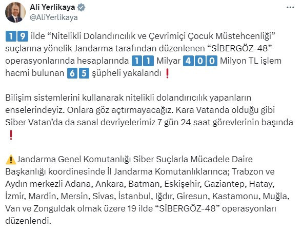 Aralarında Ankara'nın da olduğu 19 ilde Nitelikli dolandırıcılık operasyonu düzenlendi