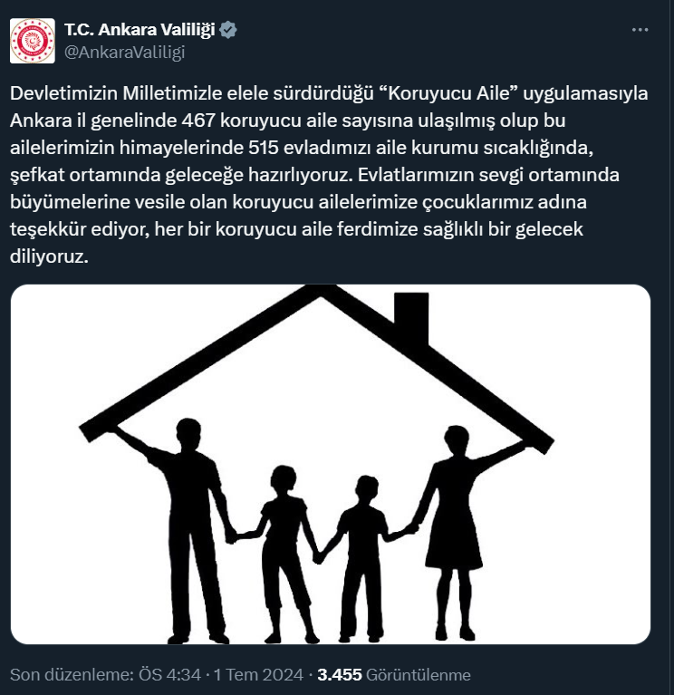 Ankara'da 515 çocuğun koruyucu ailelere verildiği açıklandı