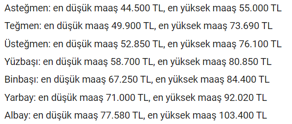 Temmuz 2024 6 aylık enflasyon farkı ile uzman çavuş, jandarma, subay, astsubay maaşları - Resim : 2