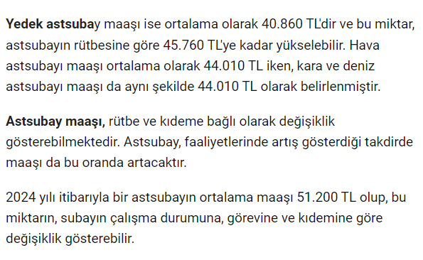 Temmuz 2024 6 aylık enflasyon farkı ile uzman çavuş, jandarma, subay, astsubay maaşları - Resim : 3