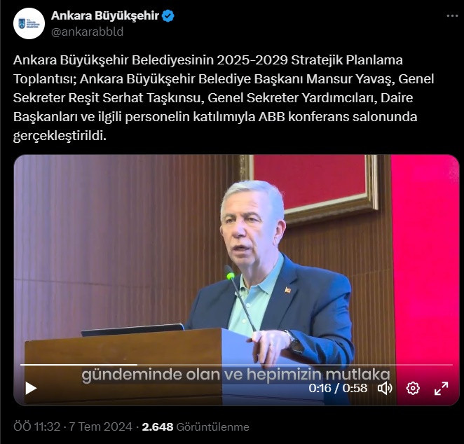 Mansur Yavaş ABB'nin strateji planlama toplantısında konuştu! Gelecek kuşaklara güzel bir Ankara bırakacağız