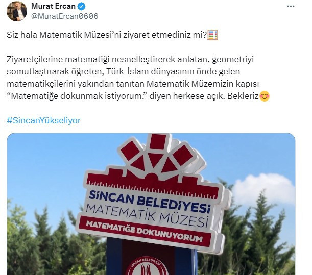 Sincan Belediye Başkanı Ercan'dan Matematik Müzesine davet - Resim : 2