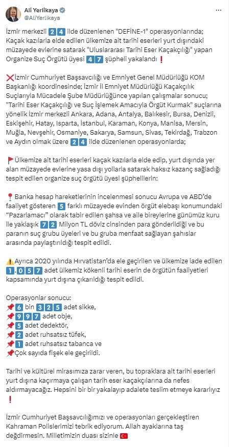 Ankara dahil 24 ilde Define-1 operasyonu! Tarihi eser kaçakçılığına dev darbe