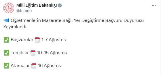 Öğretmenlerin yer değiştirme başvuru tarihleri belli oldu