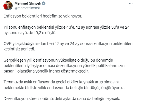 Bakan Şimşek TCMB'nin Piyasa Katılımcıları Anketi sonrası değerlendirmelerde bulundu - Resim : 3