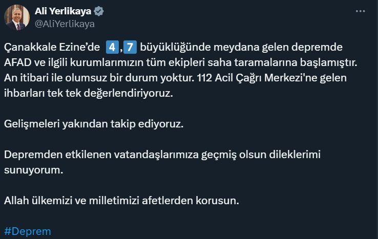 Çanakkale 4,7 ile sallandı! Marmara'da korku dolu anlar