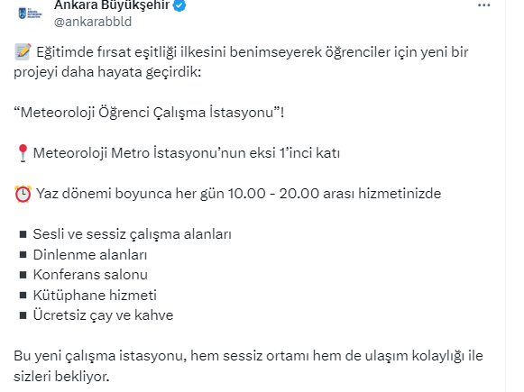 ABB Meteoroloji metrosunda Öğrenci Çalışma İstasyonunu hizmete açtı