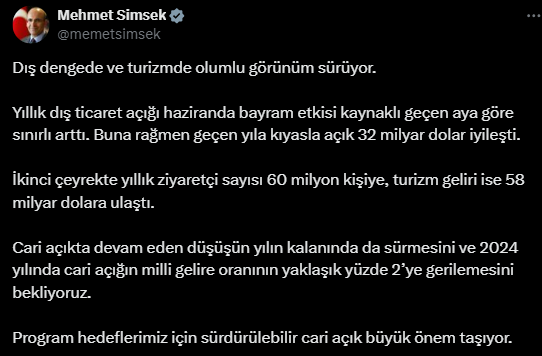 Hazine ve Maliye Bakanı Şimşek dış ticaret ve turizm verilerinin artışını değerlendirdi - Resim : 2