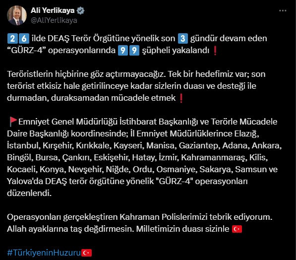 Ankara dahil 26 ilde terör örgütü operasyonu! 99 şüpheli yakalandı