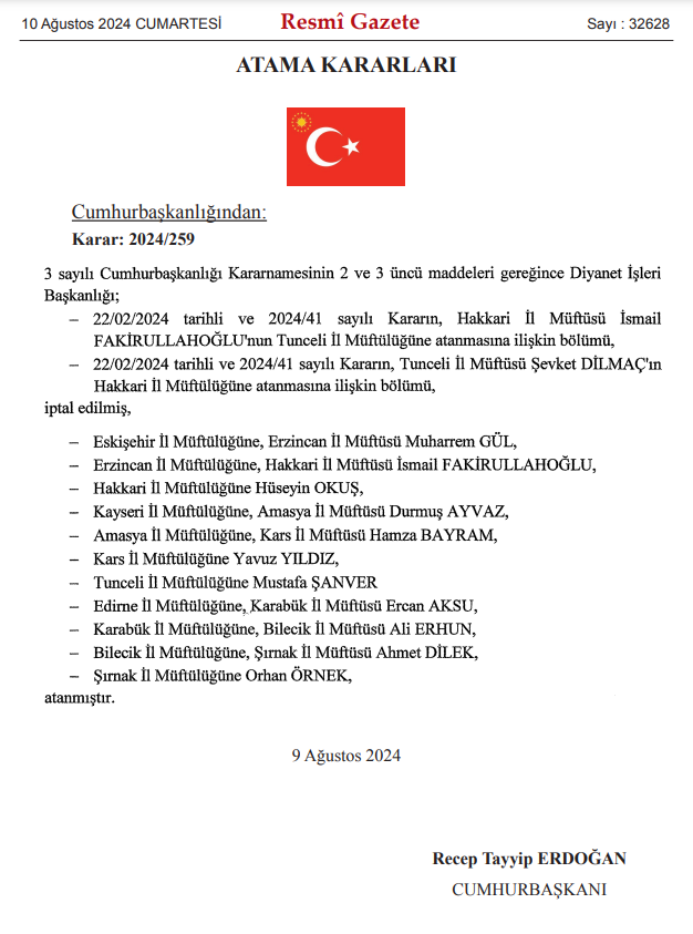 Cumhurbaşkanı Erdoğan tarafından yapılan atama kararları Resmi Gazete’de - Resim : 3