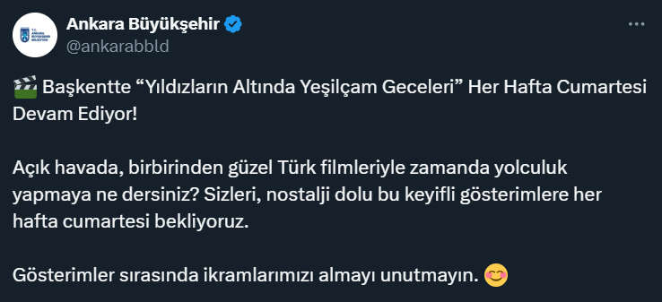 ABB Yeşilçam filmi gösterimleri ile nostaljik anlar yaşatıyor