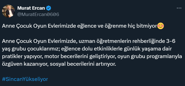 Sincan Belediyesi Anne Çocuk Oyun Evleri, çocukların sosyal becerisini artırıyor