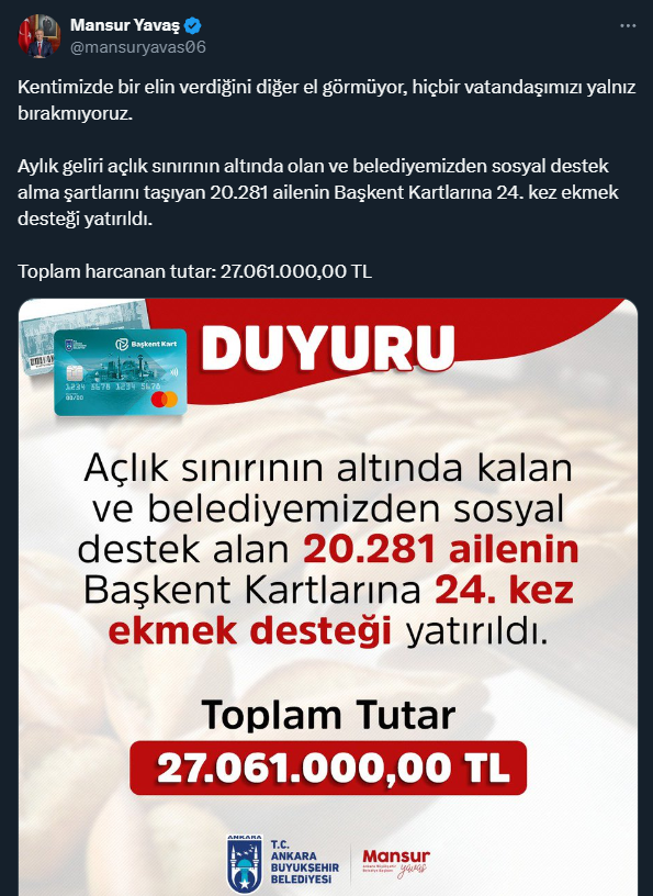 ABB ihtiyaç sahiplerine bir kez daha ekmek desteğinde bulundu