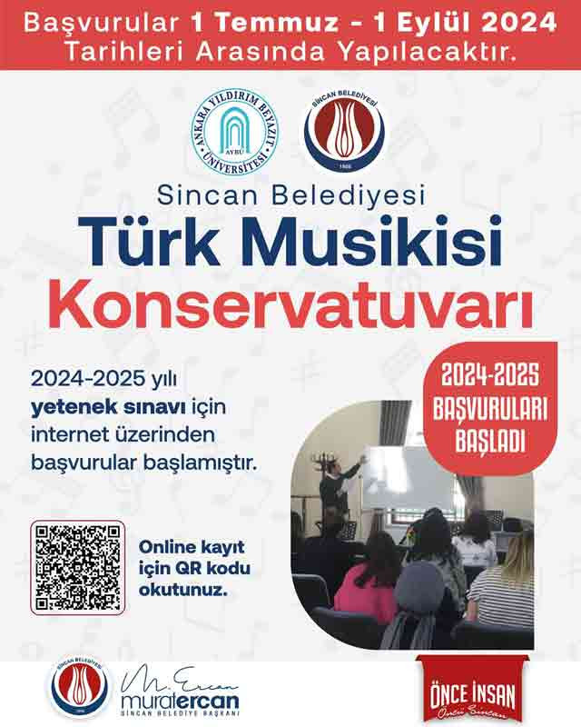 Sincan Belediyesi Türk Musikisi Konservatuvarı yetenek sınavı başvuruları 1 Eylül'de sona eriyor