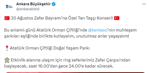 Tan Taşçı 30 Ağustos Zafer Bayramı'nda Ankara'da konser verecek