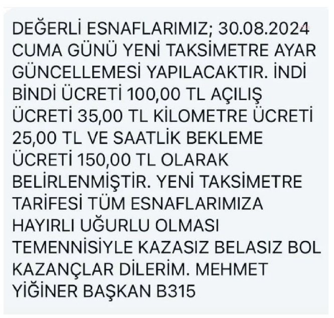 Ankara'da taksi ücretlerine zam! Bindi-indi ücreti 100 TL oldu