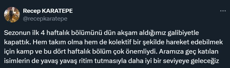 Gençlerbirliği Teknik Direktörü Karatepe takımın ilk 4 haftalık performansını değerlendirdi