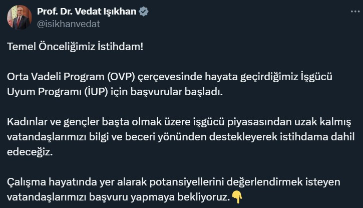 İş Gücü Uyum Programı başvuru sürecinin başladığı duyuruldu