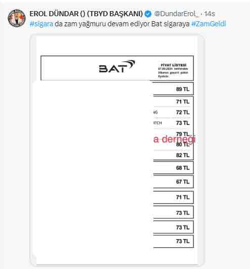 Zamlı sigara fiyatları! PM JTİ BAT sigara zammı Eylül 2024 güncel fiyat listesi - Resim : 3