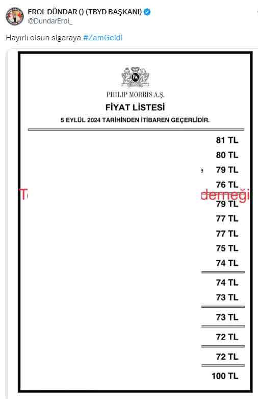 Zamlı sigara fiyatları! PM JTİ BAT sigara zammı Eylül 2024 güncel fiyat listesi