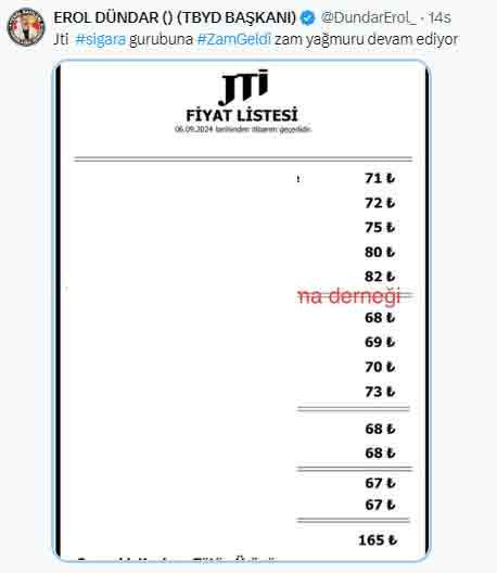 Zamlı sigara fiyatları! PM JTİ BAT sigara zammı Eylül 2024 güncel fiyat listesi - Resim : 2