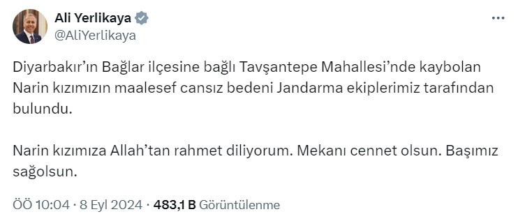 Narin'den acı haberi İçişleri Bakanı duyurdu!