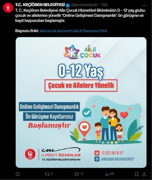Keçiören Belediyesi'nden Online Gelişimsel Danışmanlık hizmeti