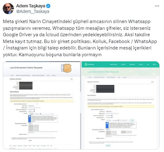 Silinen WhatsApp mesajları geri getirilir mi, Meta Narin cinayetinde tüm mesajları verecek mi?