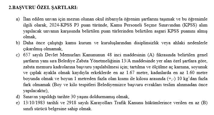 Ankara Büyükşehir Belediyesi ABB KPSS puanı ile zabıta memuru alım ilanı yayımladı! - Resim : 3