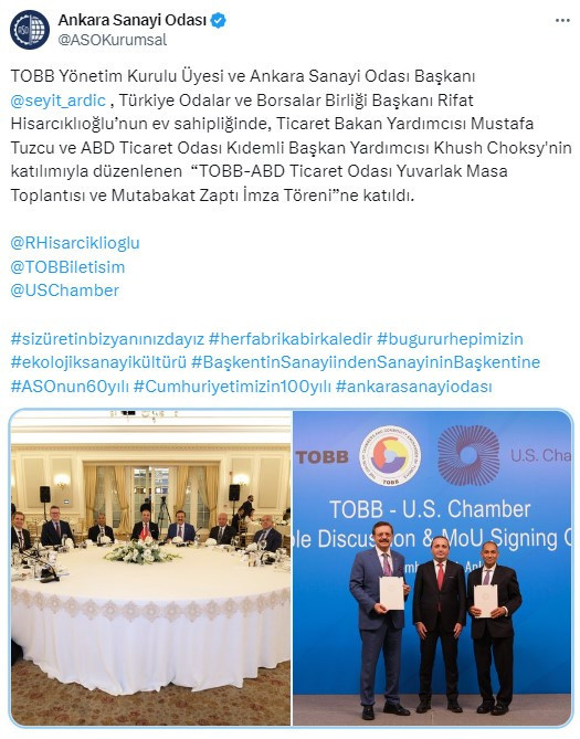 TOBB ile ABD Ticaret Odası arasında Mutabakat Zaptı imzalandı