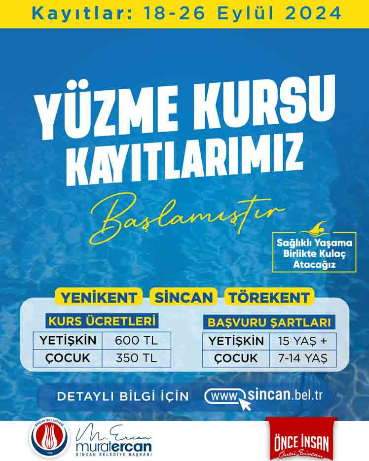 Sincan Belediyesi yüzme kursu kayıt ücreti ve başvuru şartları açıklandı