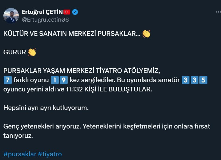 Pursaklar Belediyesi Tiyatro Atölyesi oyunlarını binlerce kişi izledi