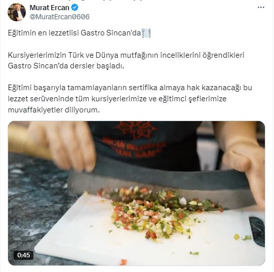 Sincan Belediyesi Gastro Sincan'da derslere başladı