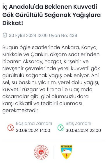 Ankara'da kış başlıyor! MGM'den kuvvetli gök gürültülü sağanak yağış uyarısı