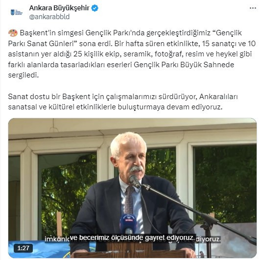 ABB' nin gerçekleştirdiği Gençlik Parkı Sanat Günleri sona erdi