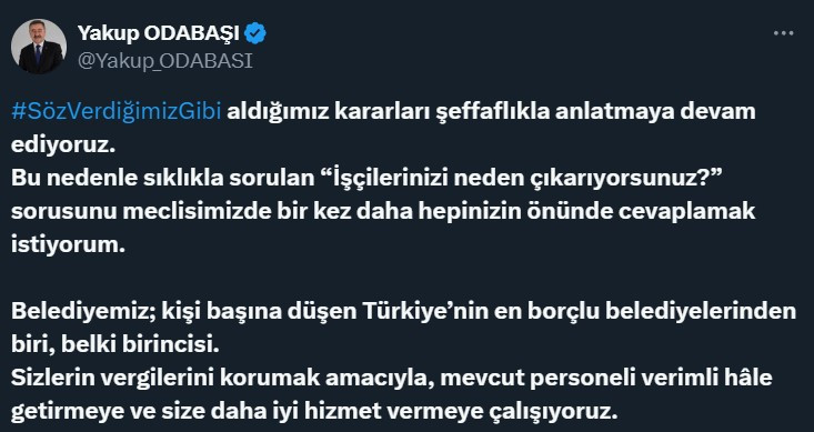 Gölbaşı Belediye Başkanı Odabaşı işçi çıkarılma konusu hakkında konuştu