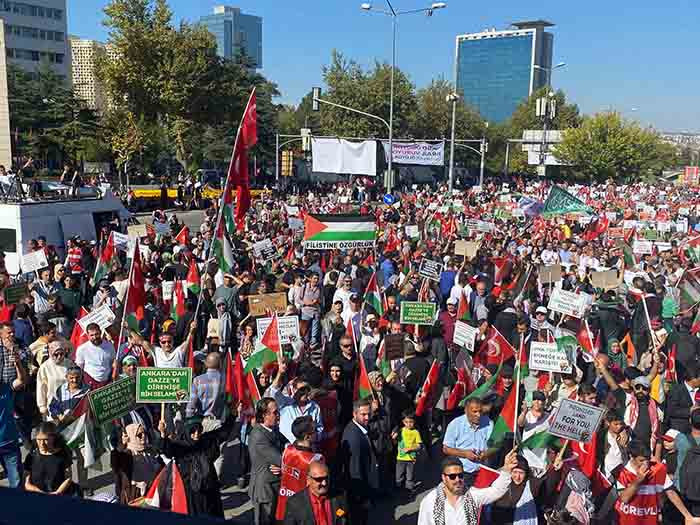 Ankara'da geniş katılımlı Filistin'e destek yürüyüşü yapıldı!