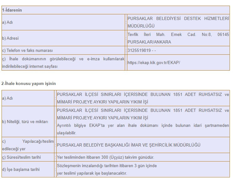 Pursaklar Belediyesi kaçak yapıları ihale ile yıkacak!