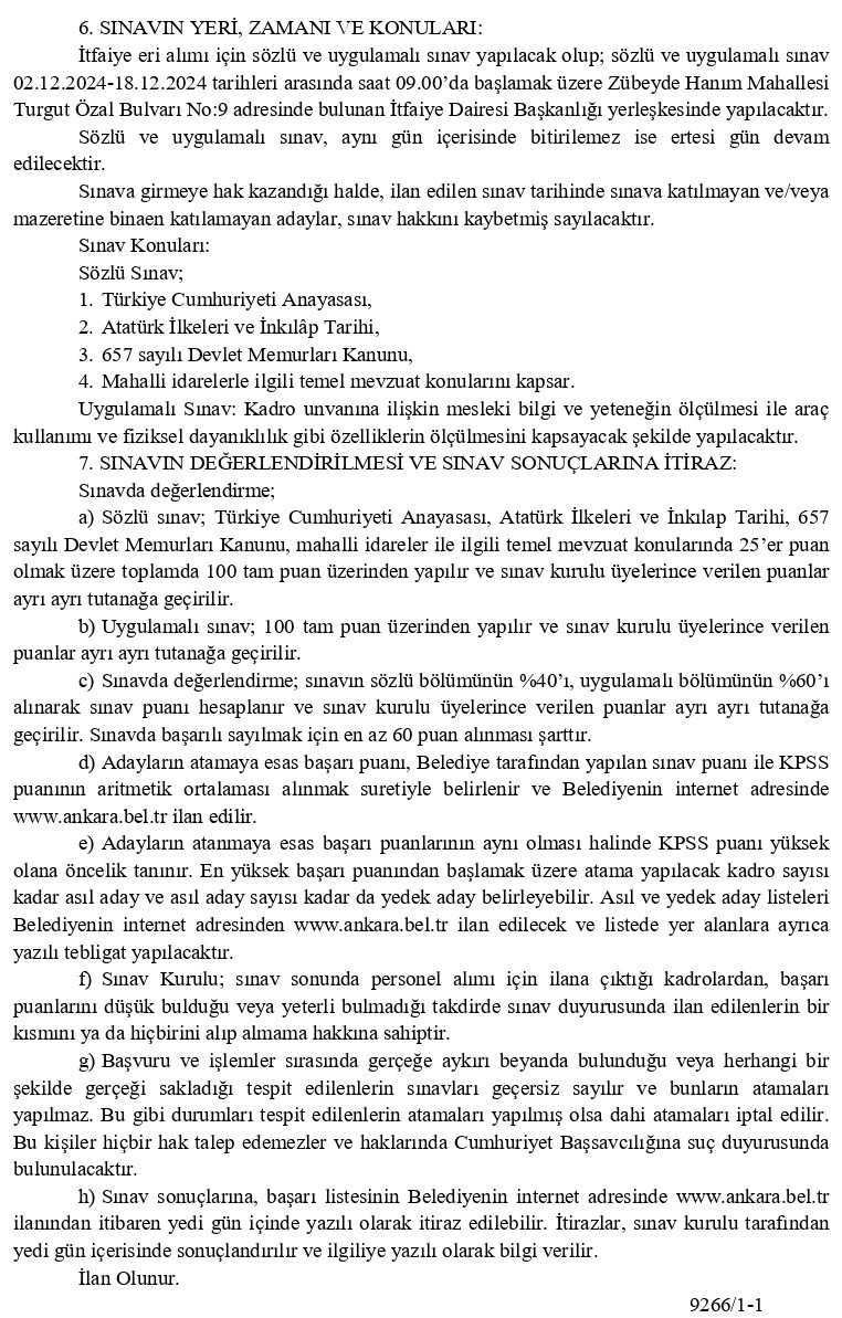 Ankara Büyükşehir Belediyesinin 300 İtfaiye Eri alımı yapacağı duyuruldu - Resim : 3