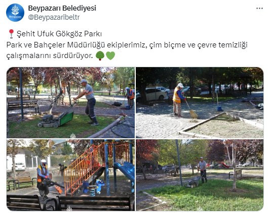 Beypazarı Belediyesi'nden parklarda sonbahar temizliği!