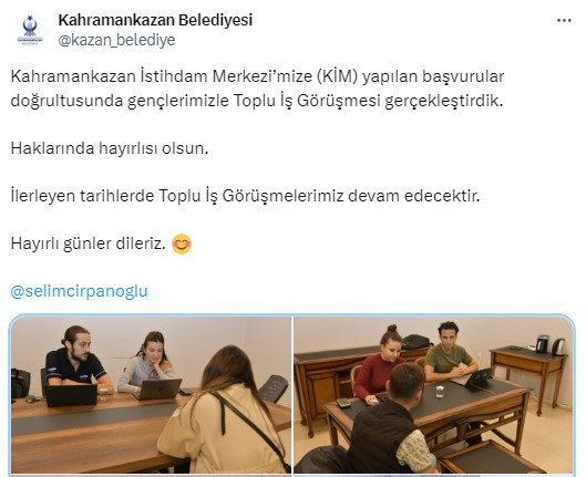 Kahramankazan Belediyesi istihdam merkezinde toplu iş görüşmesi!