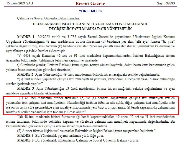 Resmi Gazete kararı: Nitelikli yabancı işçiye çalışma izni muafiyeti uzatıldı