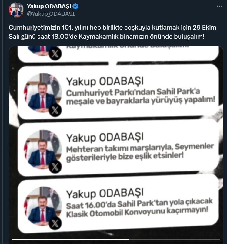 Gölbaşı Belediye Başkanı Odabaşı'ndan vatandaşlara 29 Ekim daveti