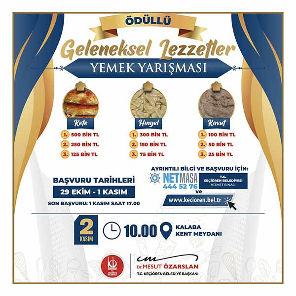 Keçiören Belediyesi 500.000 TL ödüllü yemek yarışması düzenliyor!