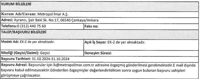 Ankara için yeni kamu işçi alım ilanı: Başvurular sadece bugün alınacak